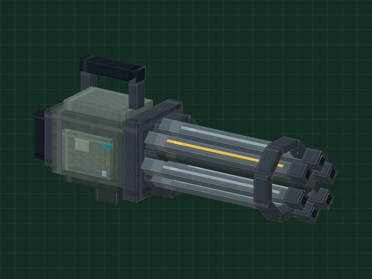 Gatling game model after Rotor rotates 45 degrees around its long axis