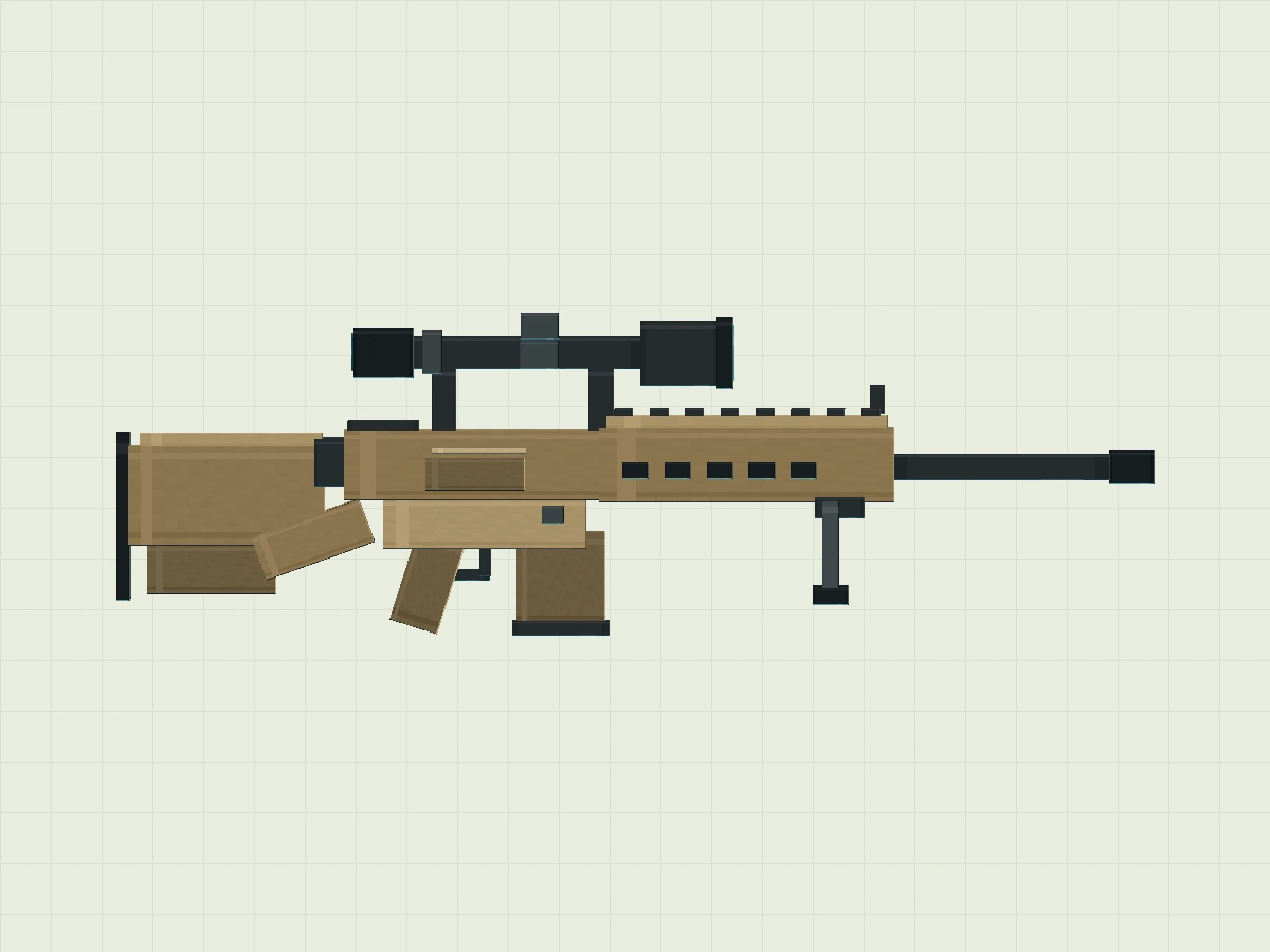 Side inspection view of M110 sand-colored game props