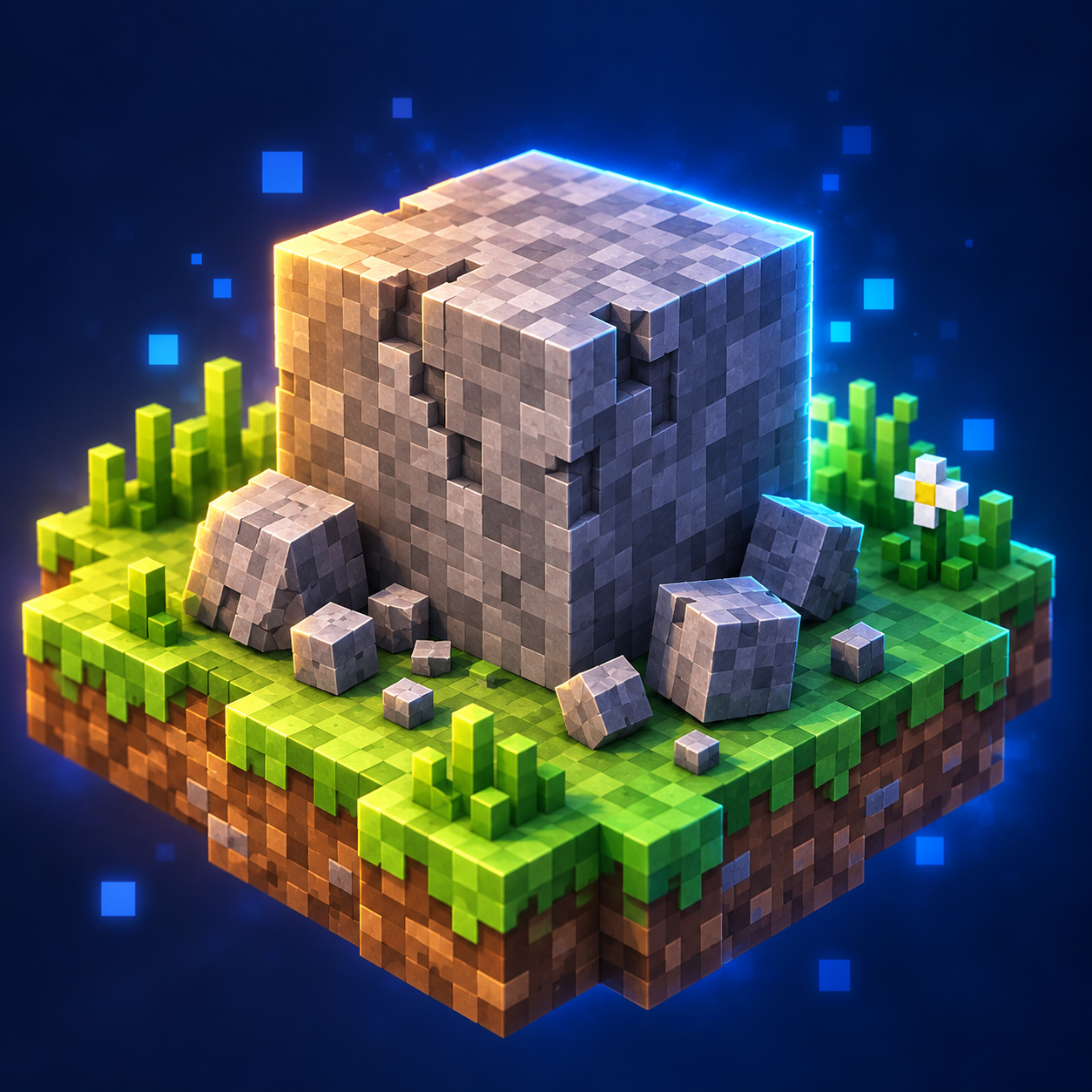 Stone block world illustration