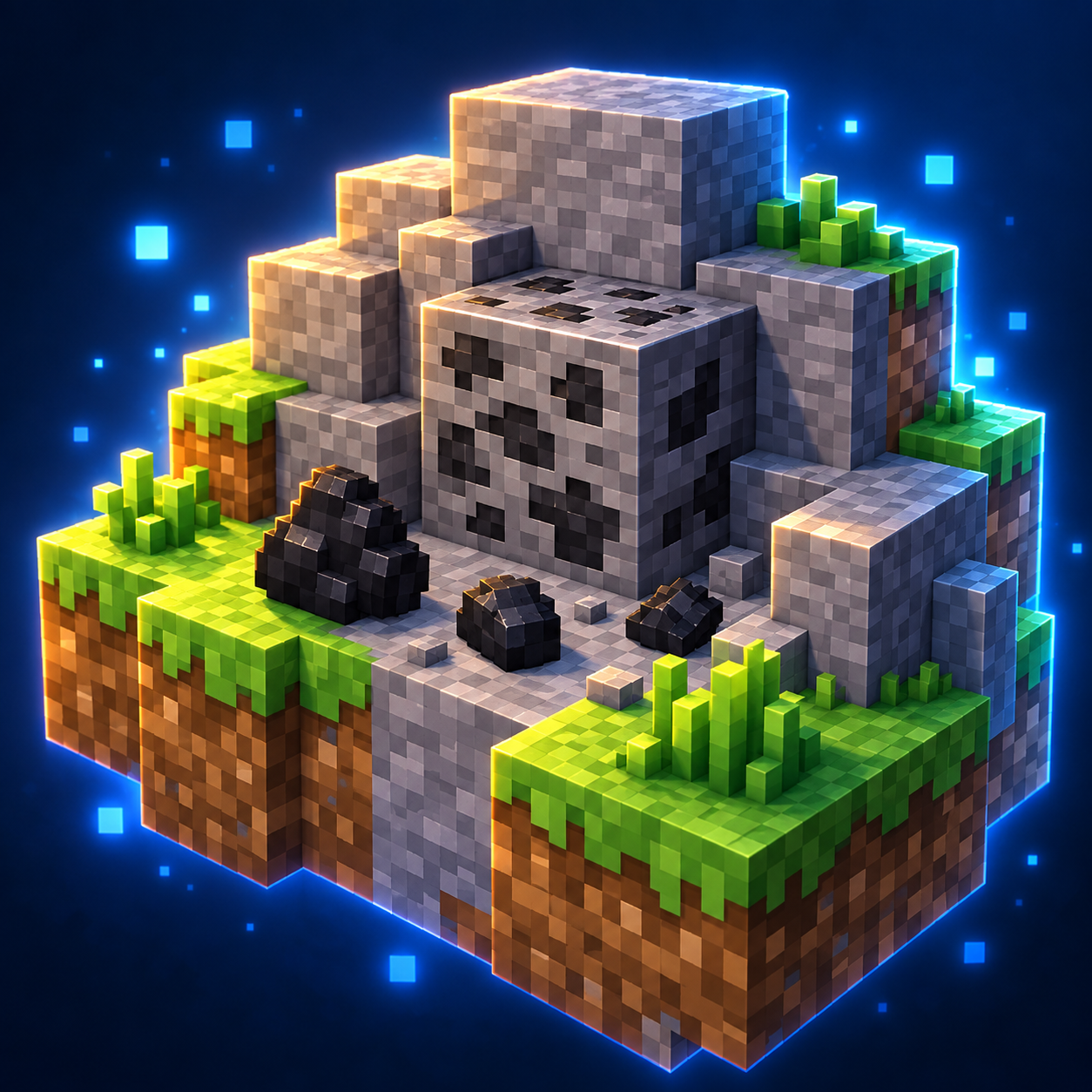 Coal cube world illustration