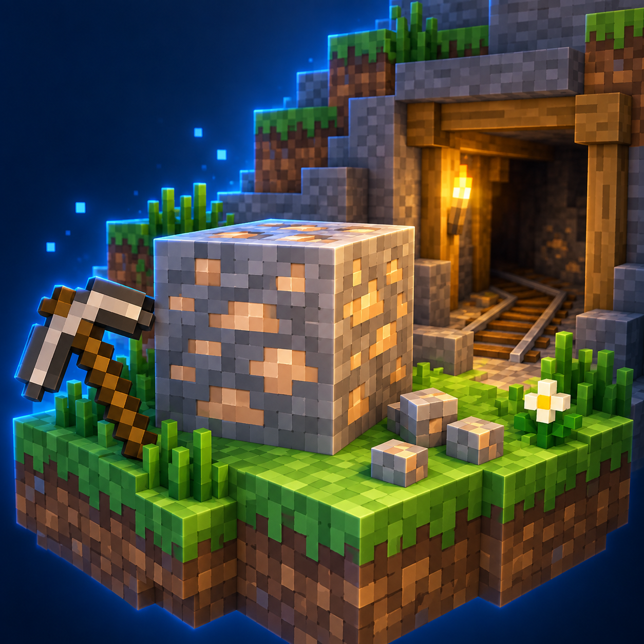 An illustration of the square world of iron ore.
