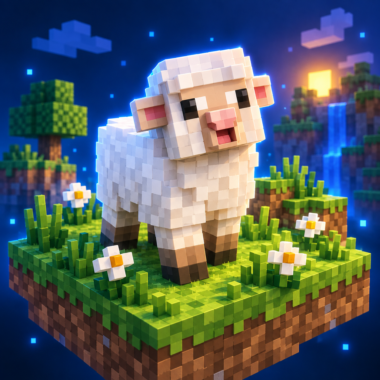 Sheep’s cube world illustration