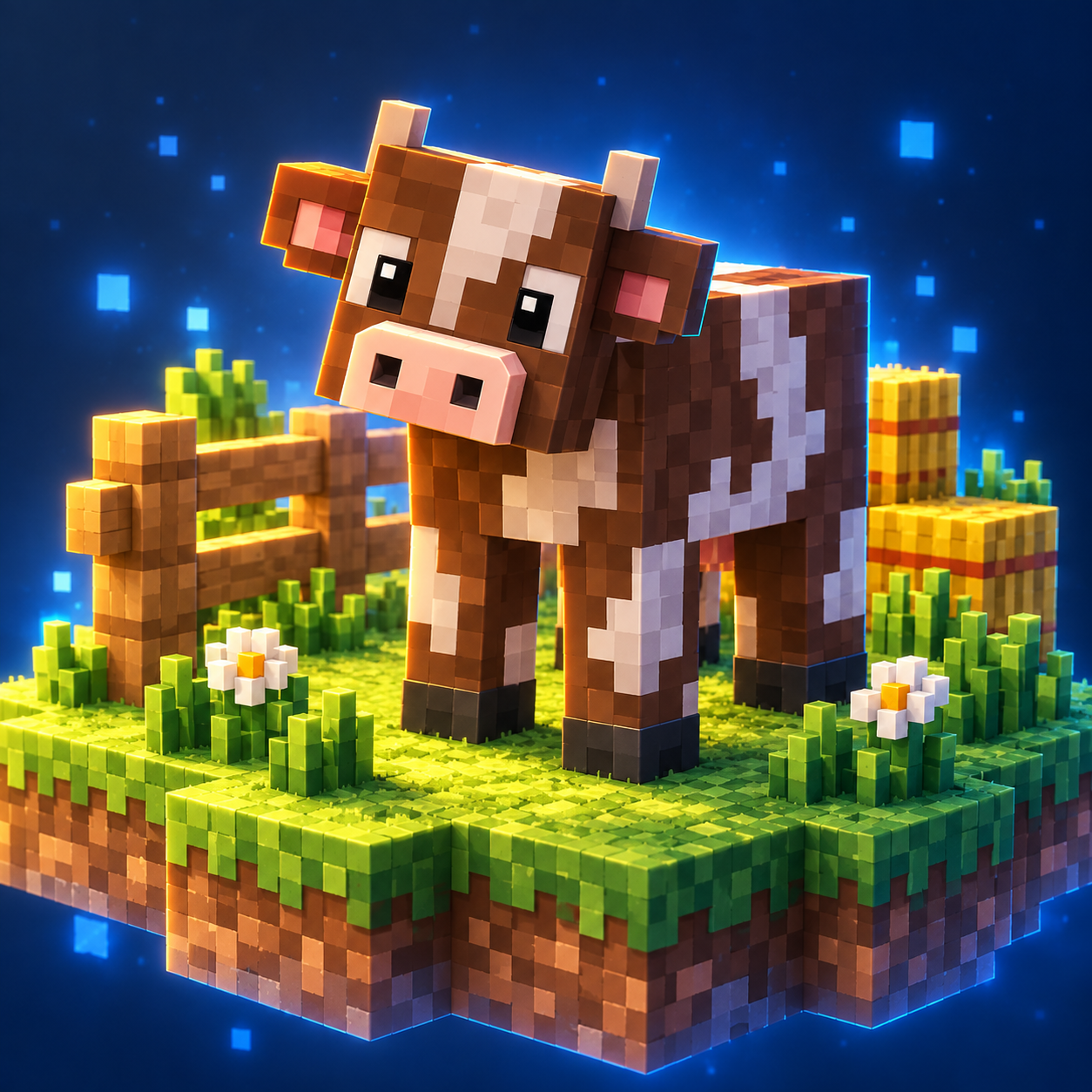 Cow's Cube World Illustration