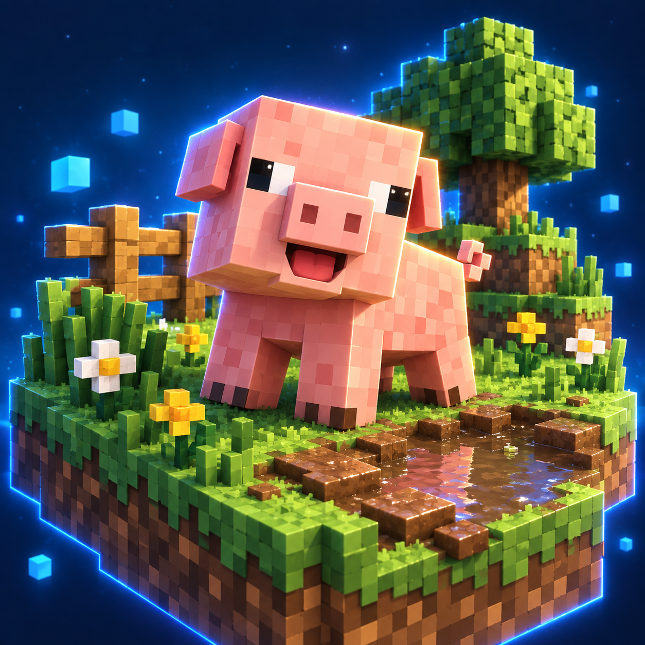 Pig's Cube World Illustration