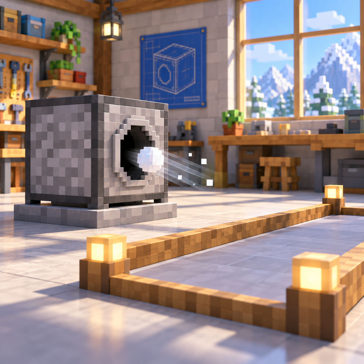 Block world illustration of launcher