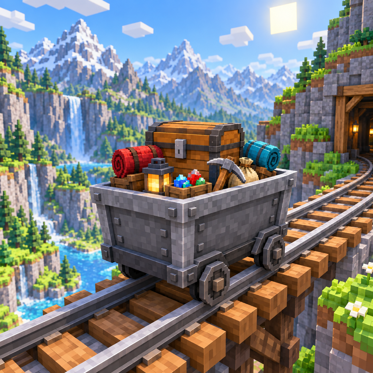 An illustration of the square world of a transport truck.