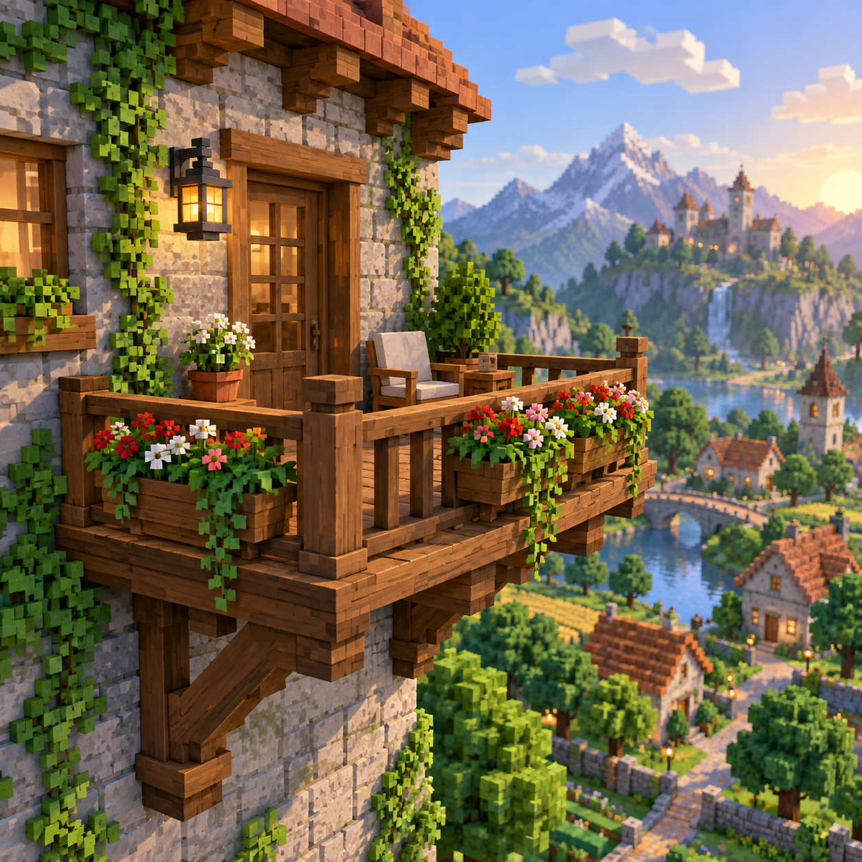 An illustration of the square world on the balcony.