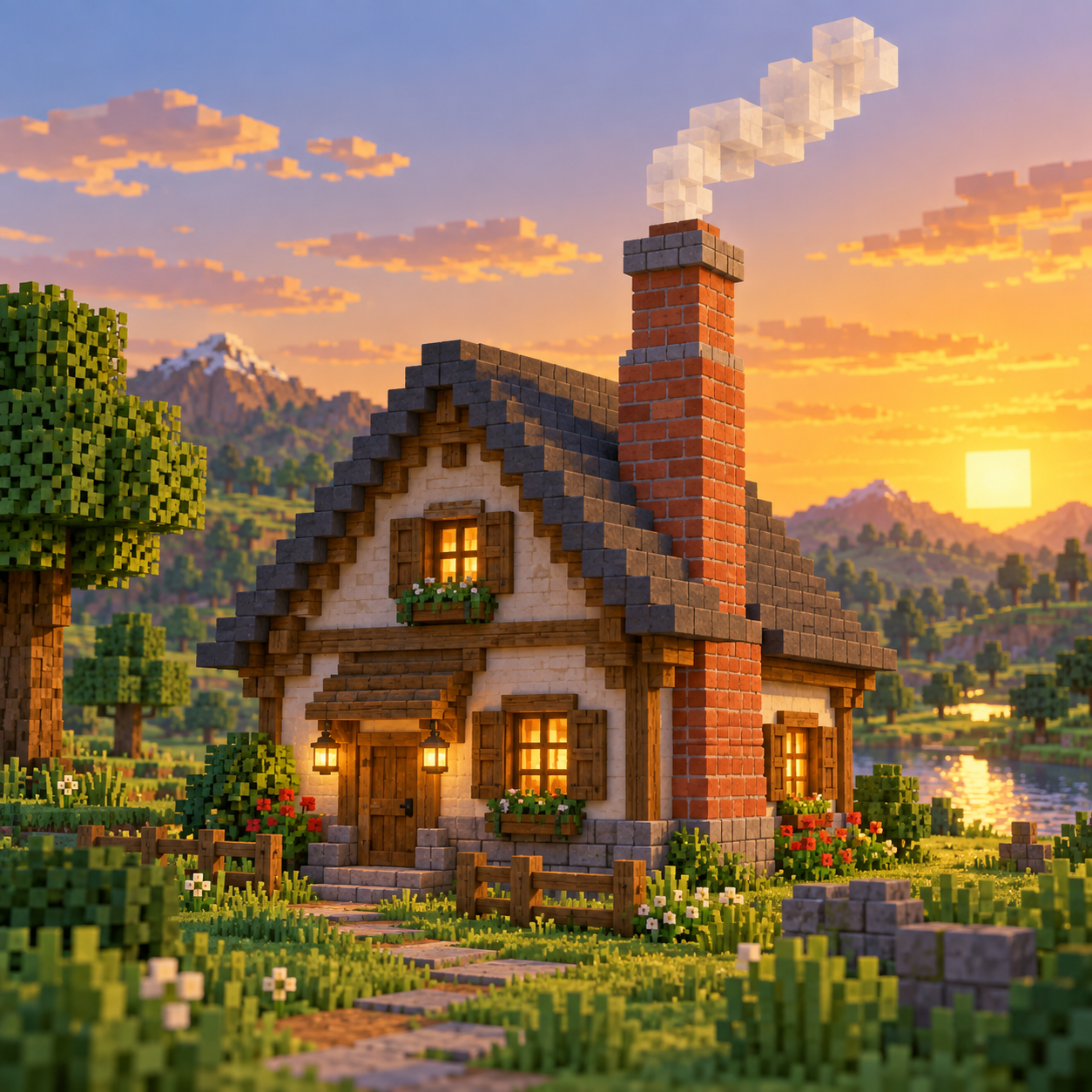 Chimney block world illustration