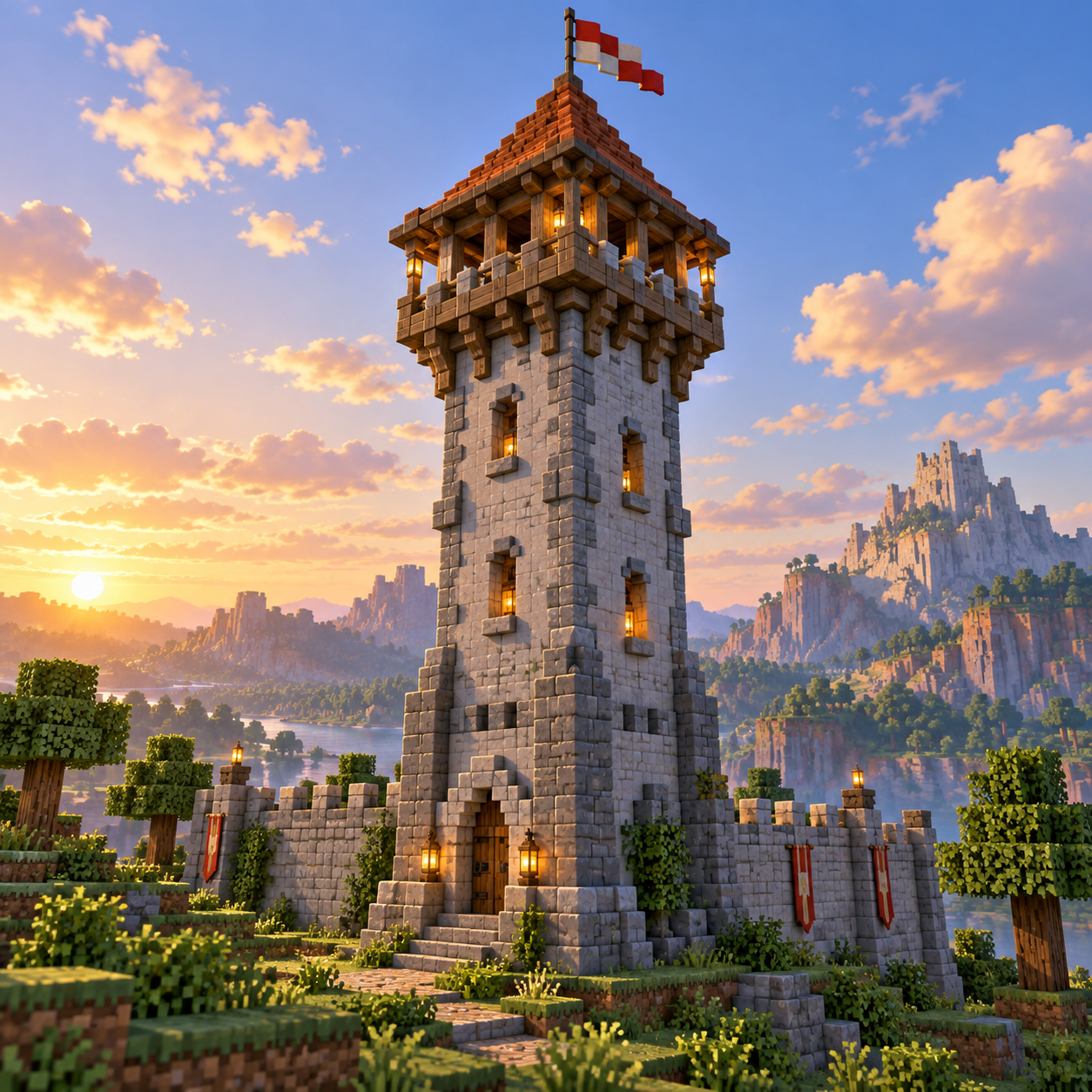 Tower block world illustration