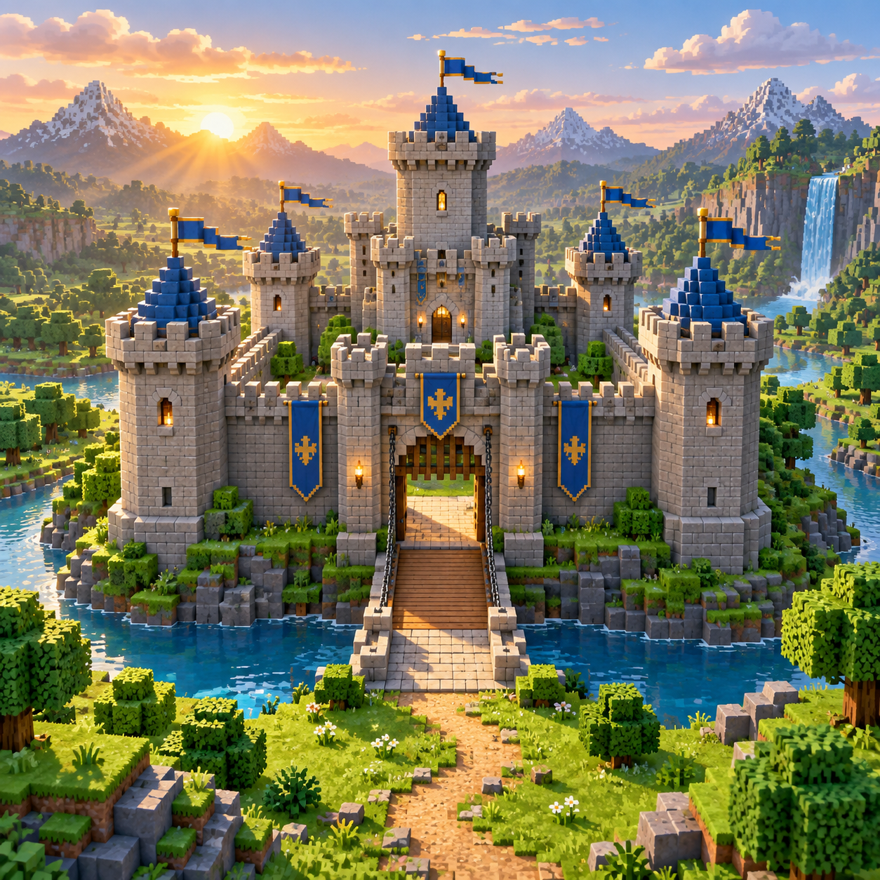 Castle block world illustration