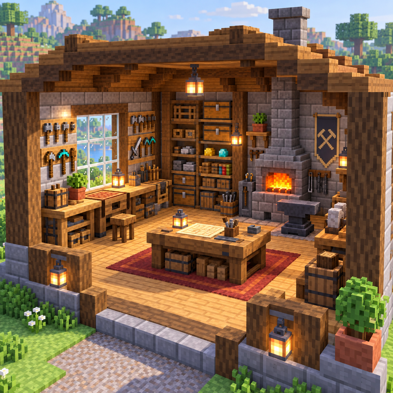 Illustrations of the workshop’s block world