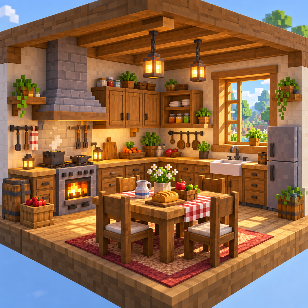 Kitchen block world illustration