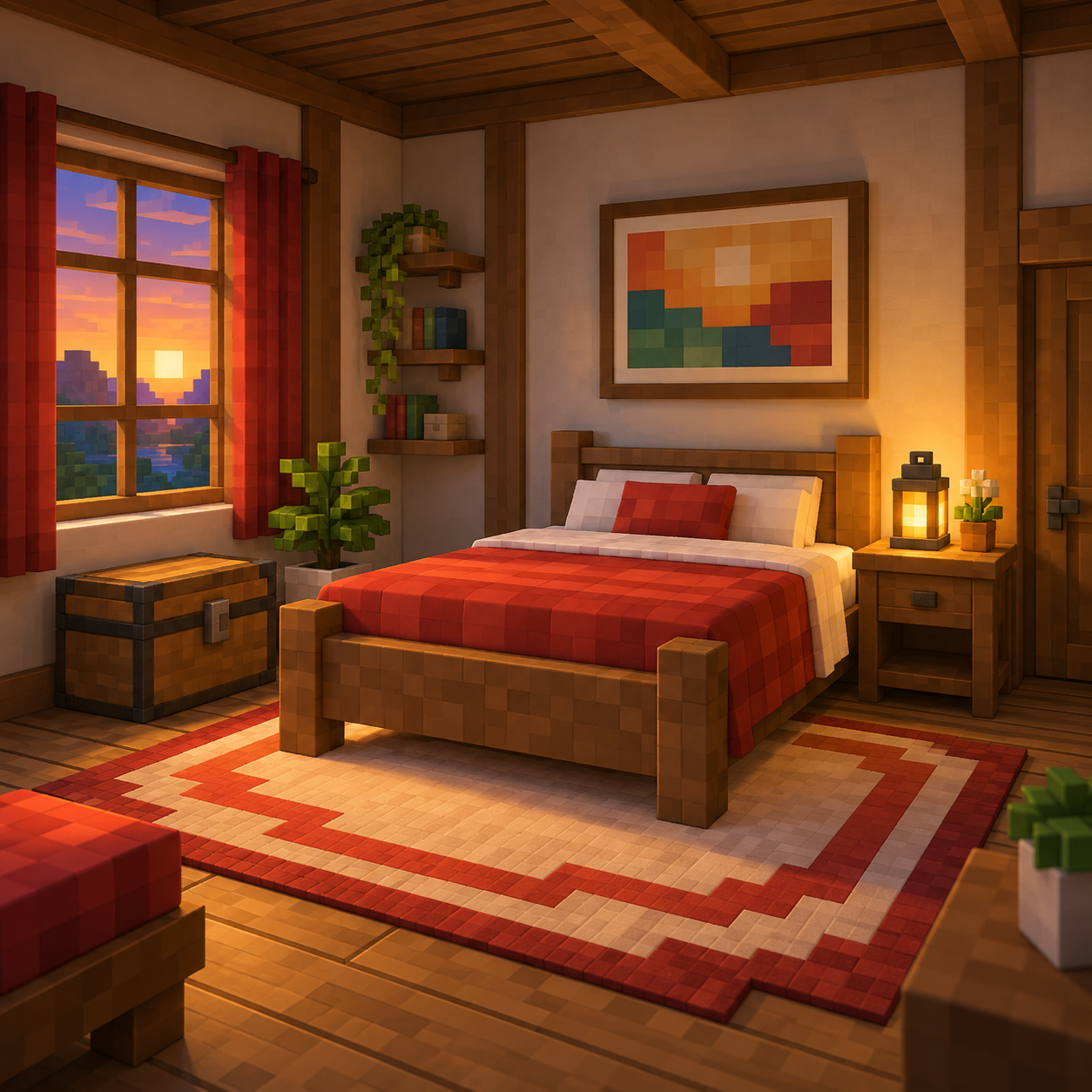 Bedroom block world illustration