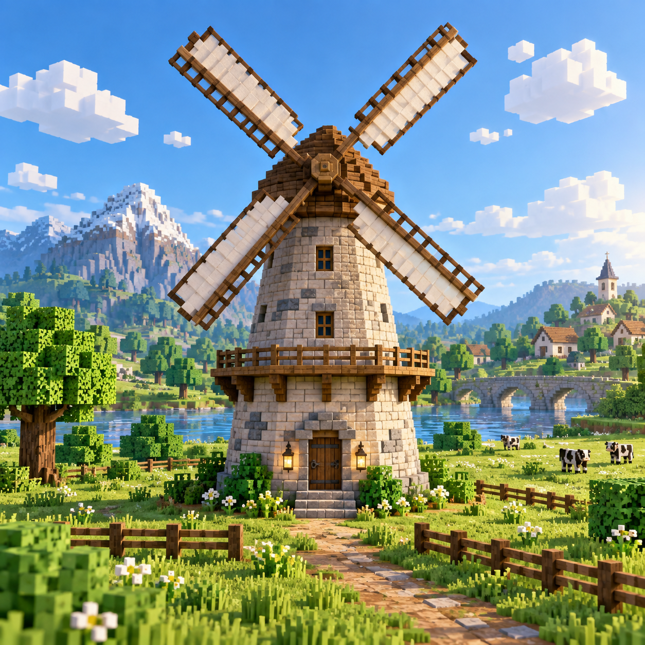 An illustration of the square world of the windmill.