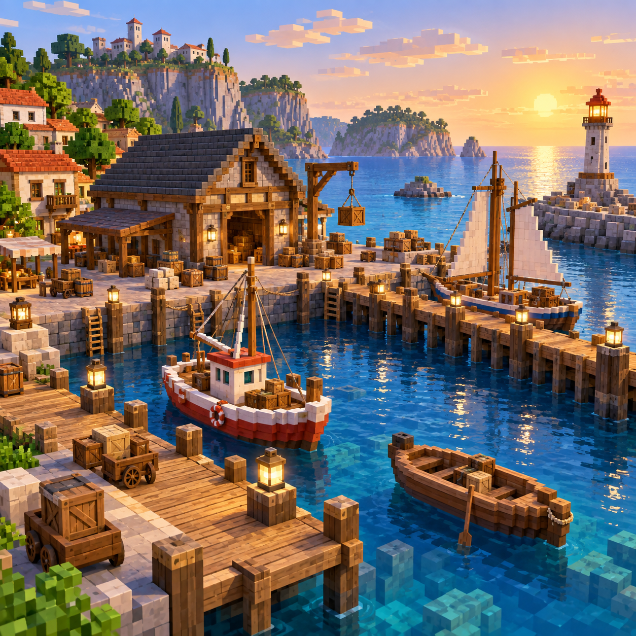 Port block world illustration
