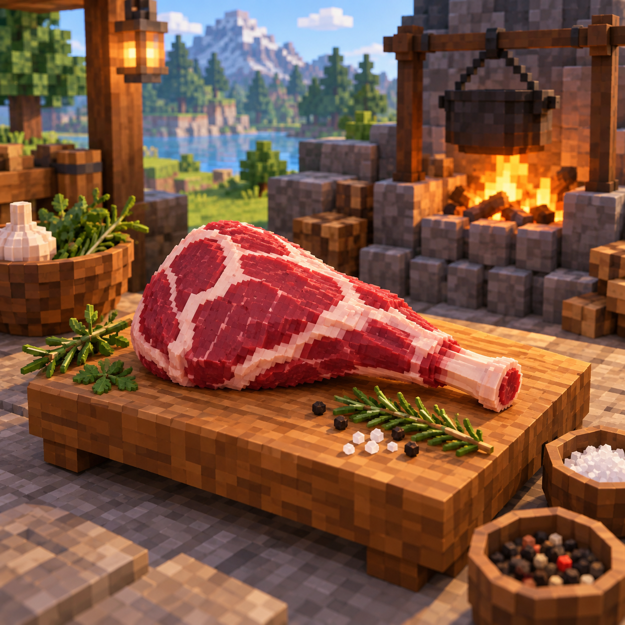 Illustration of the cube world of raw mutton