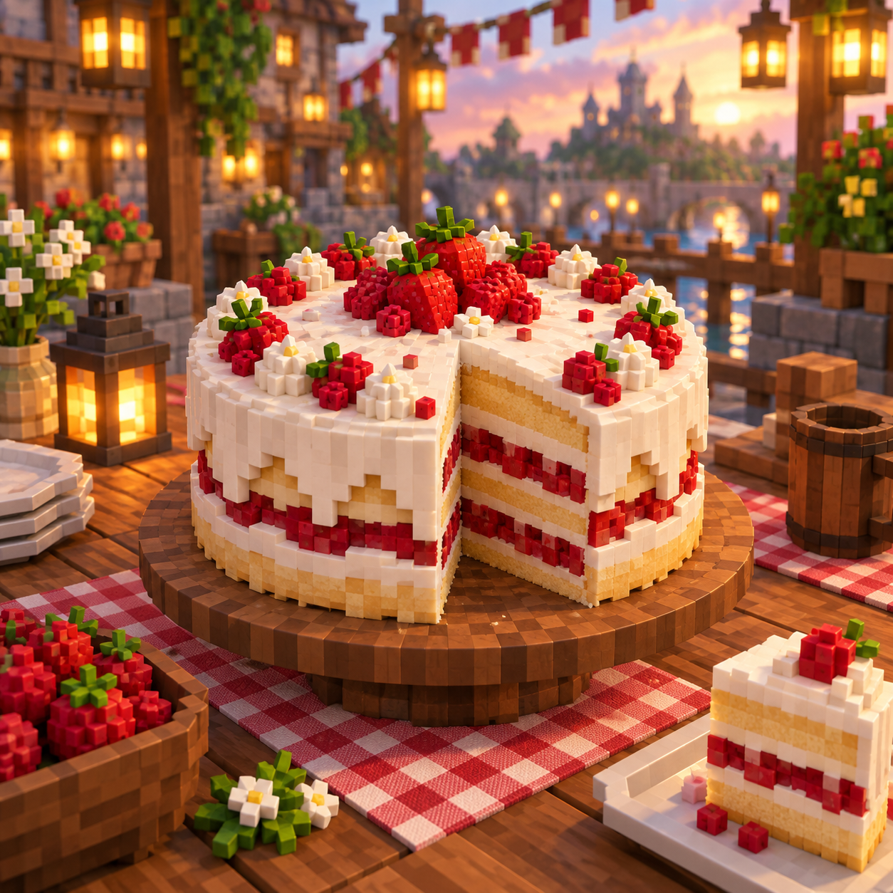 An illustration of the square world of cake.