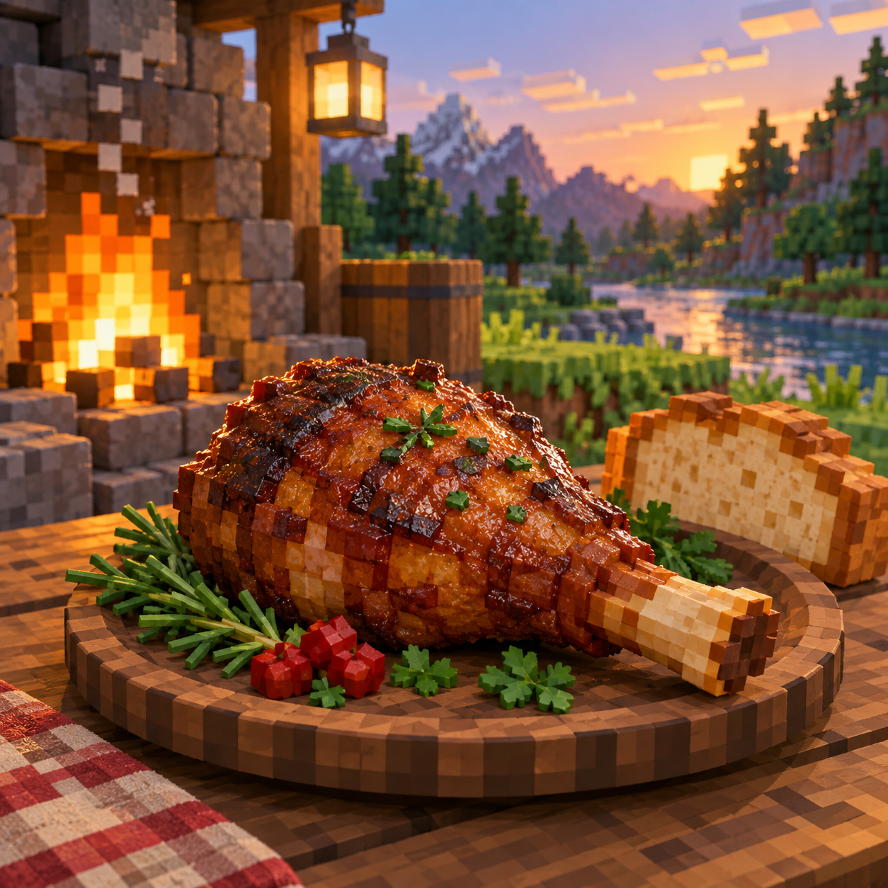 Illustration of the cube world of cooked mutton