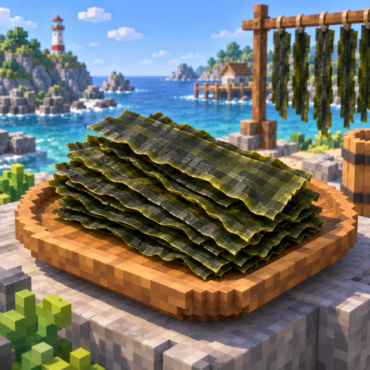 Illustration of the cube world of dried kelp