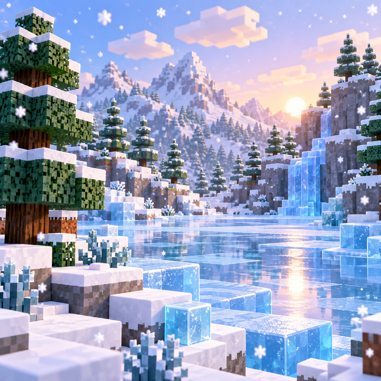 雪的方块世界插画