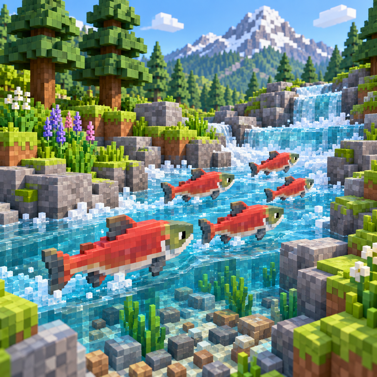 An illustration of the square world of salmon.