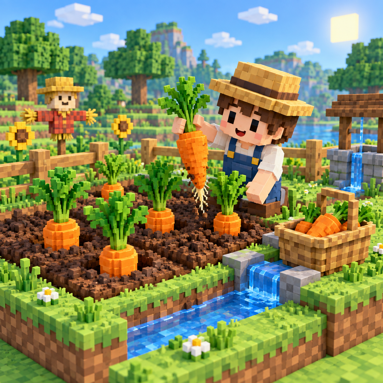 An illustration of the square world of carrots.