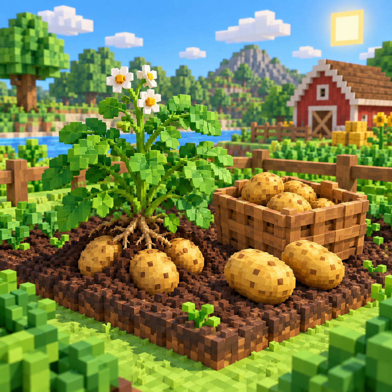 An illustration of the square world of potatoes.