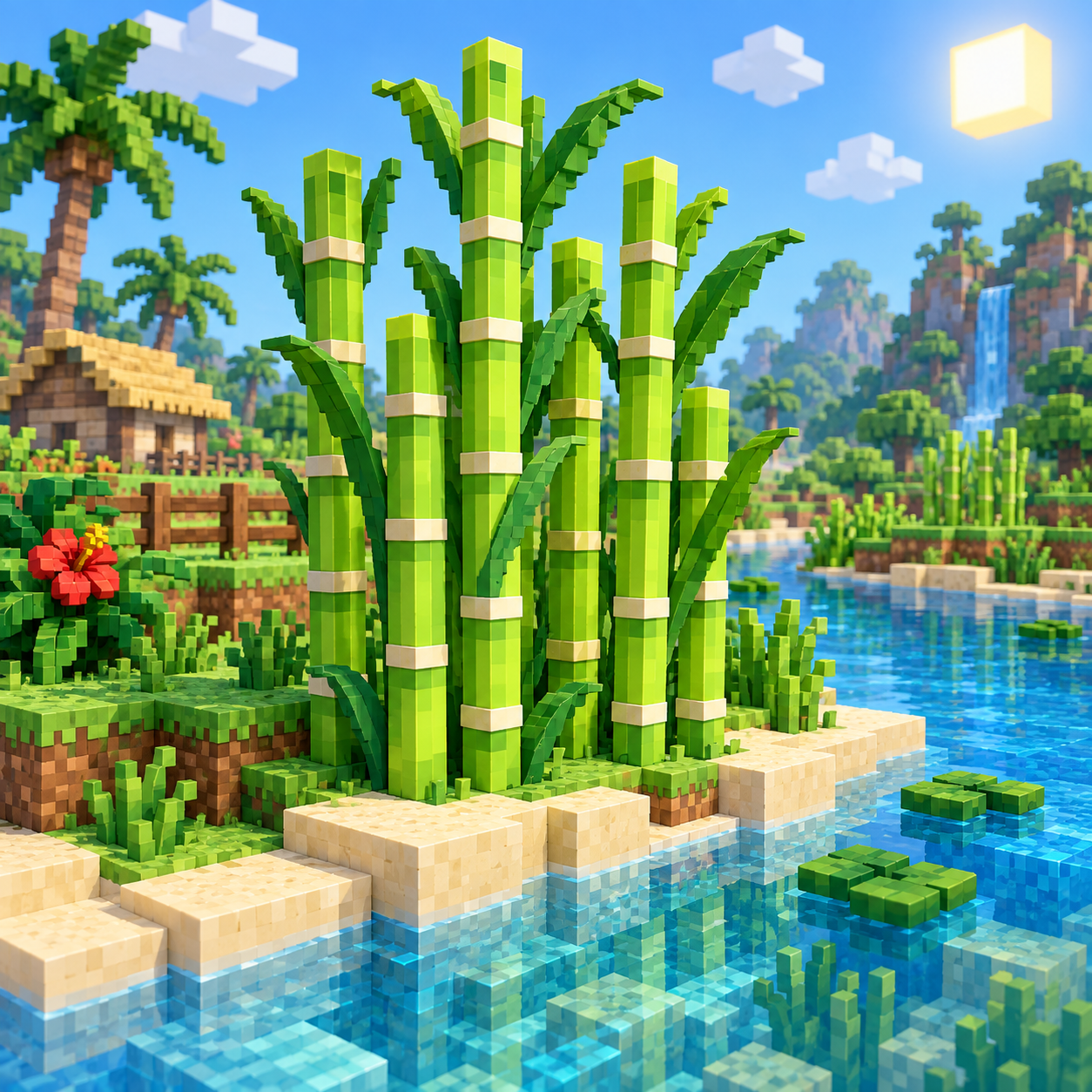 Sugarcane cube world illustration