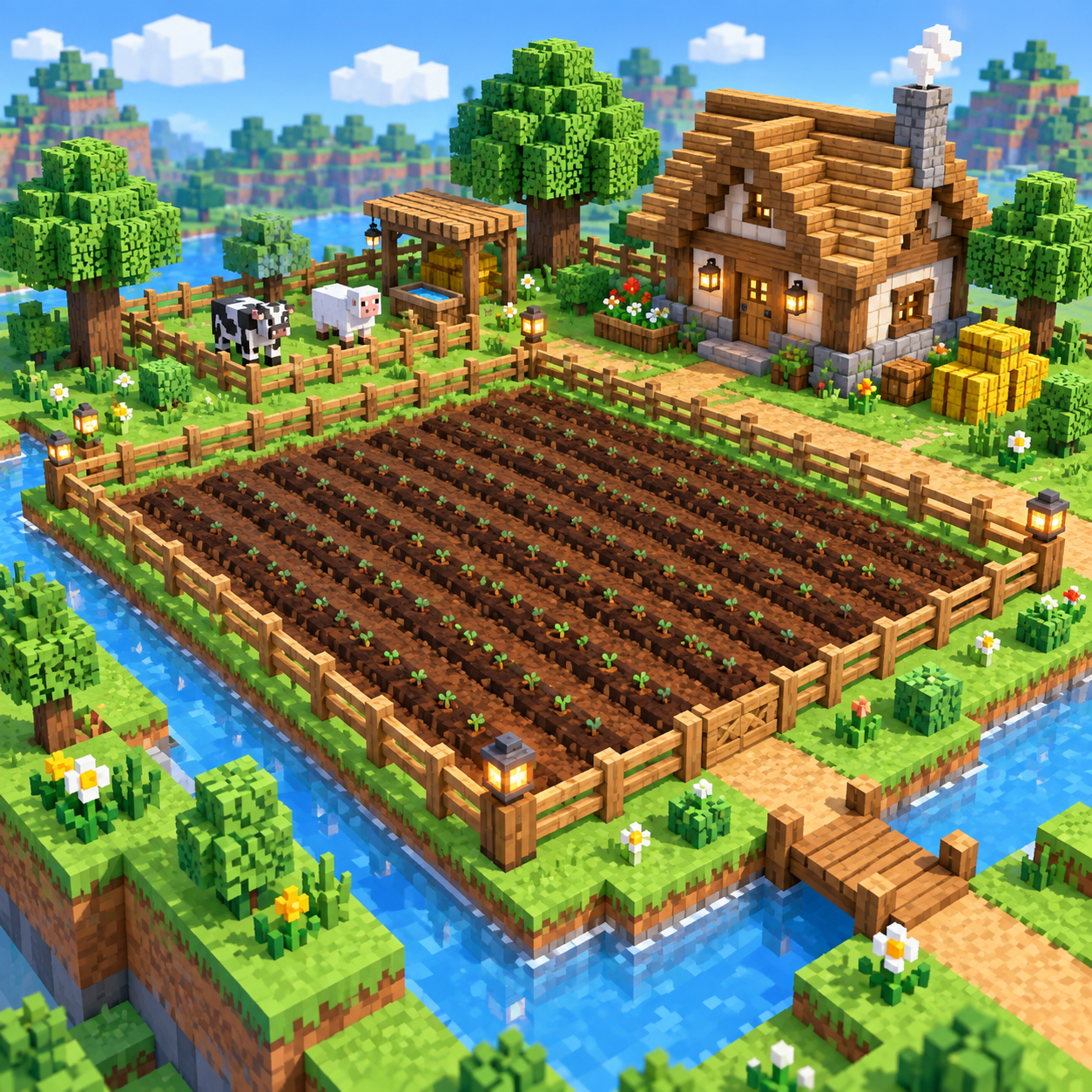 Illustration of the block world of farmland