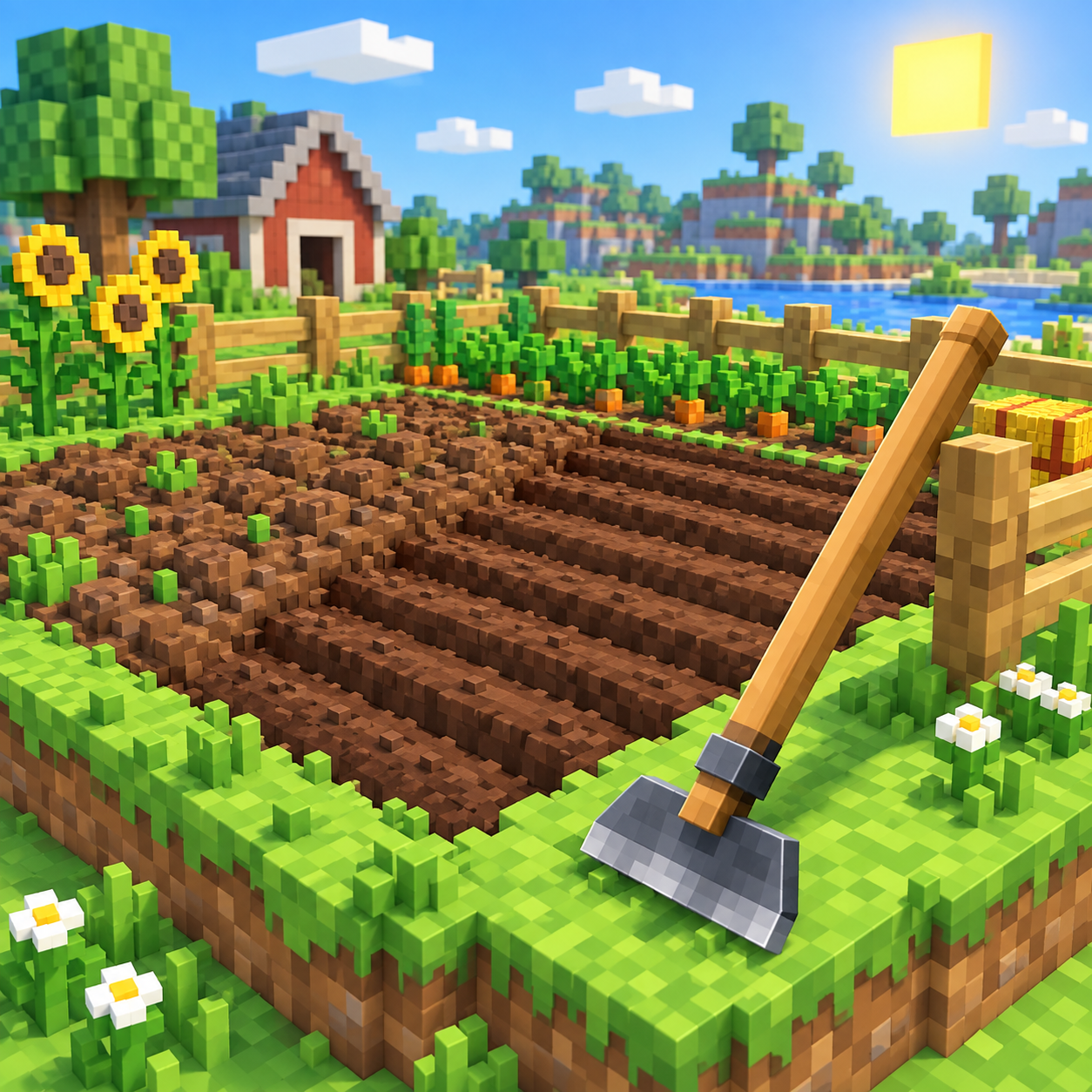 An illustration of the world of squares on a hoe.