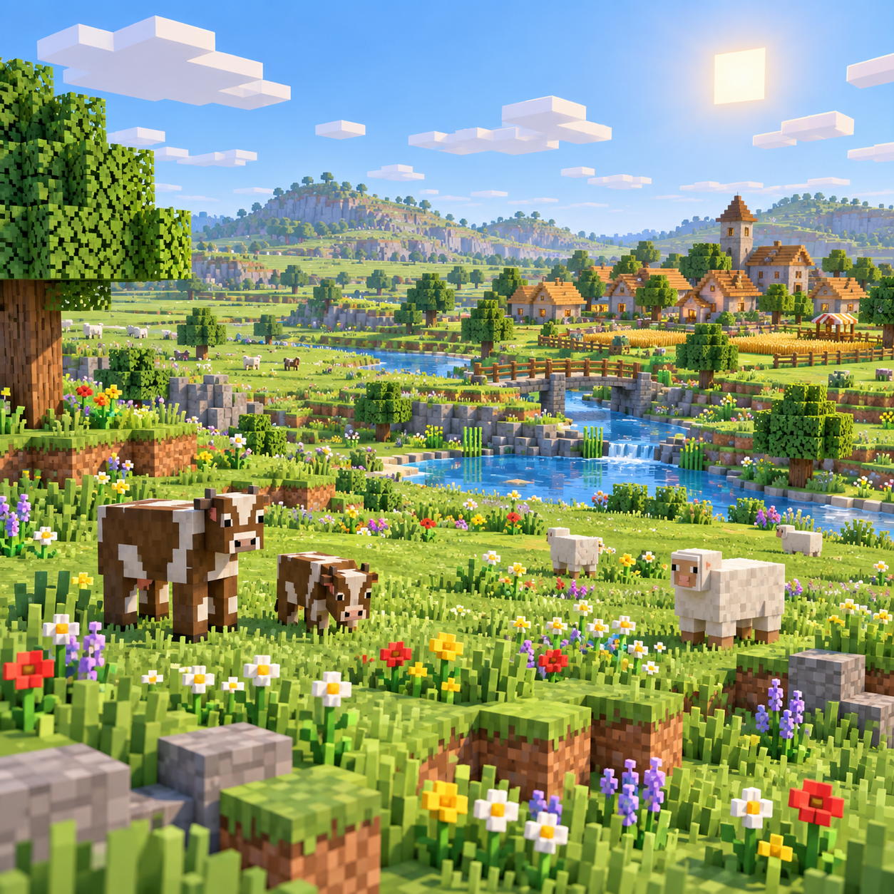 Plain block world illustration