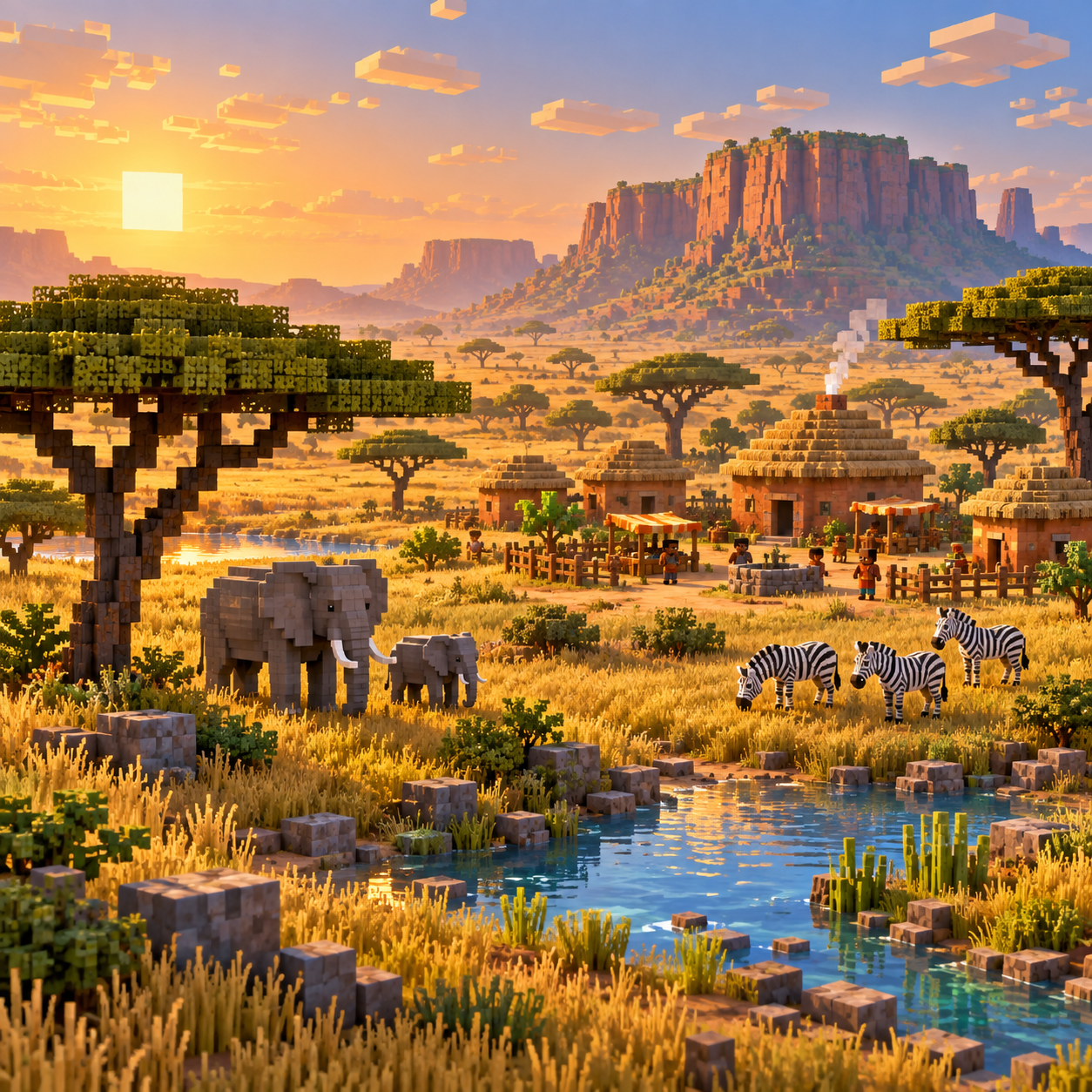 Illustration of the block world of the savanna