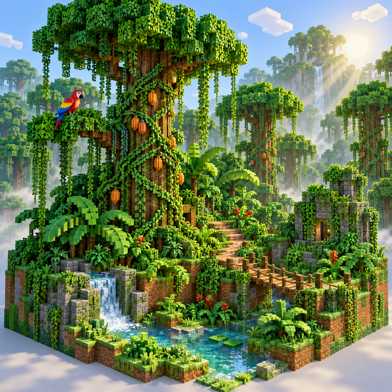 Jungle block world illustration