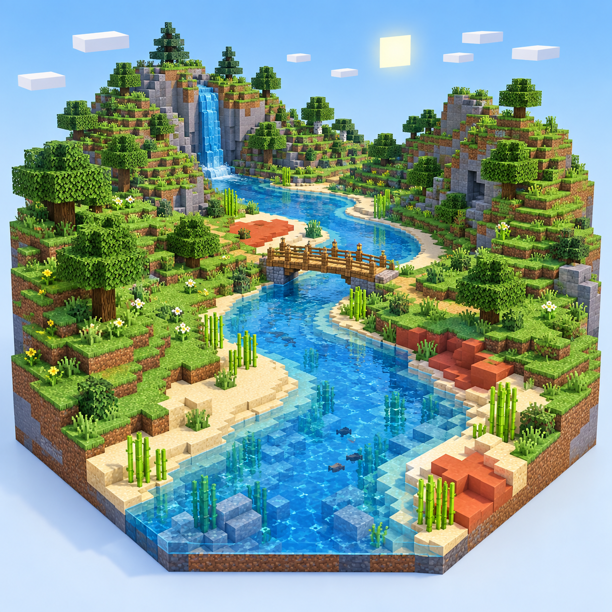 River block world illustration
