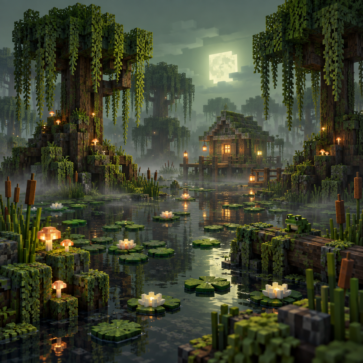 Swamp block world illustration
