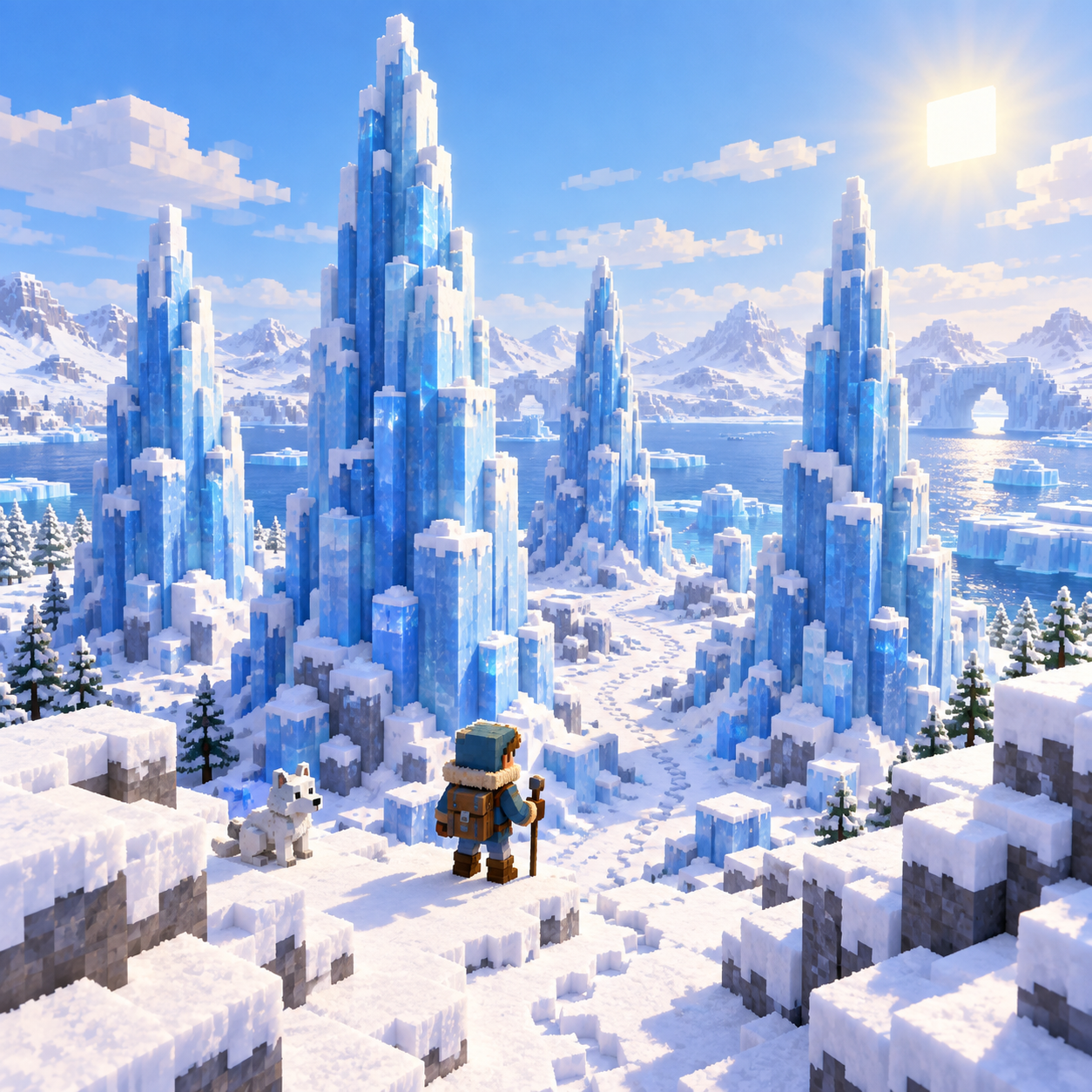 Illustrations of the block world in the land of ice spikes