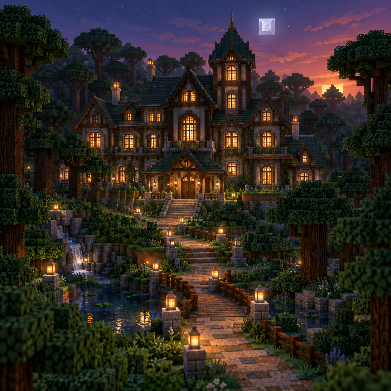 Illustration of the block world of Woodland Mansion
