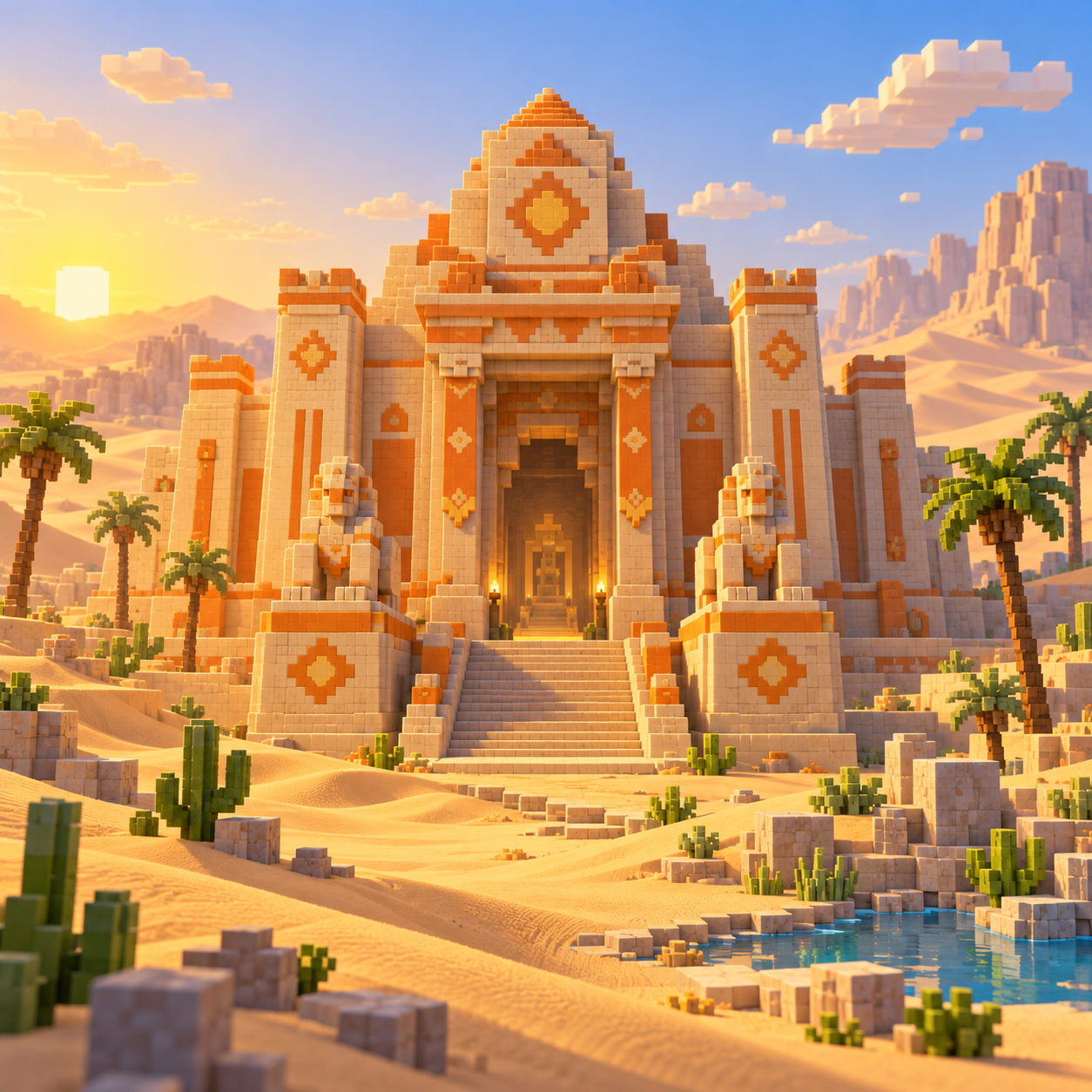 The block world illustration of the Desert Temple