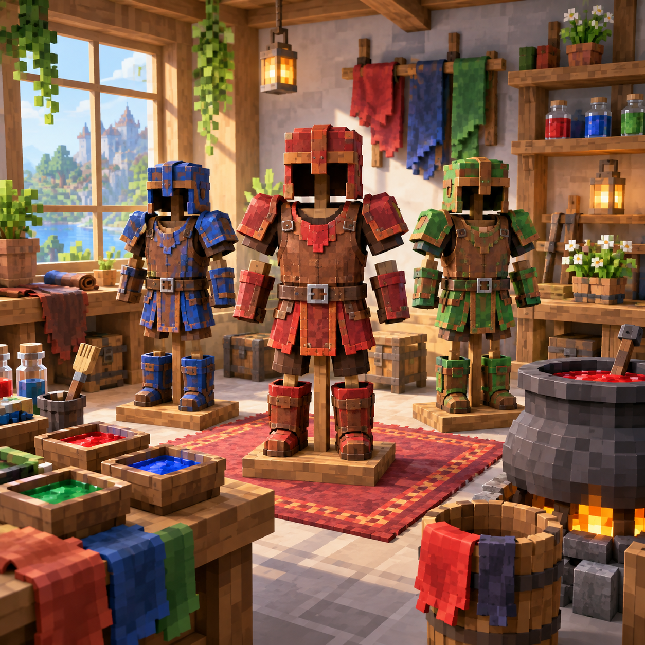 Block world illustration of leather armor
