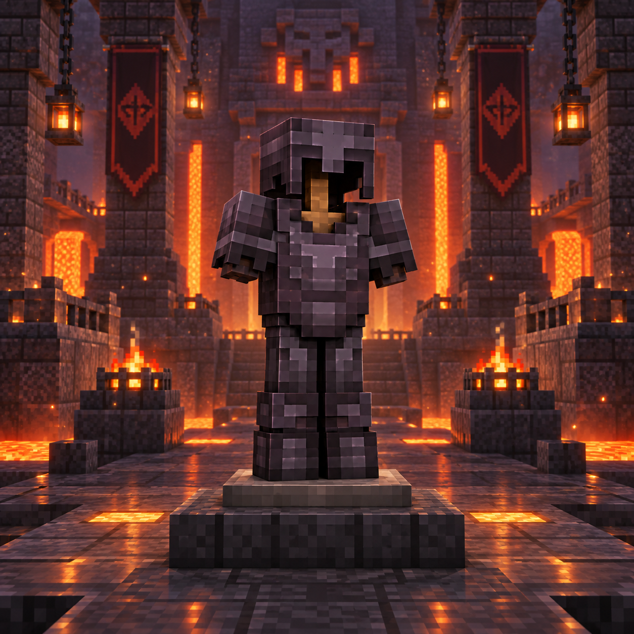 Block world illustration of nether metal armor