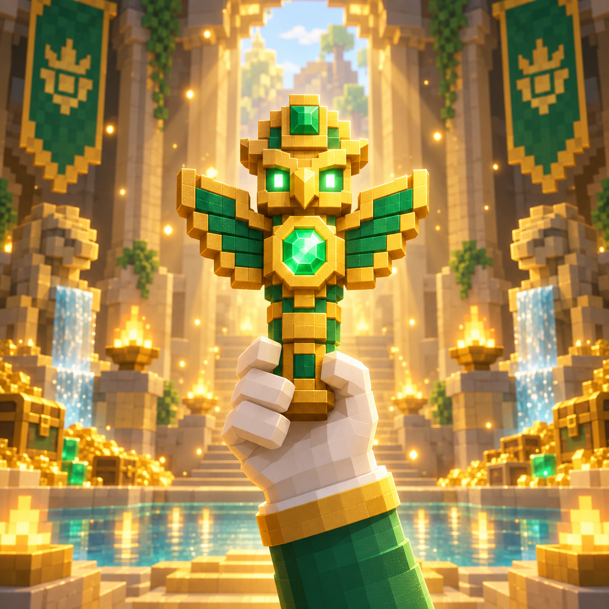 Illustrations of the block world of the Totem of the Immortal