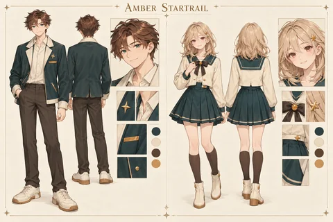 Original concept · Outfits and hair