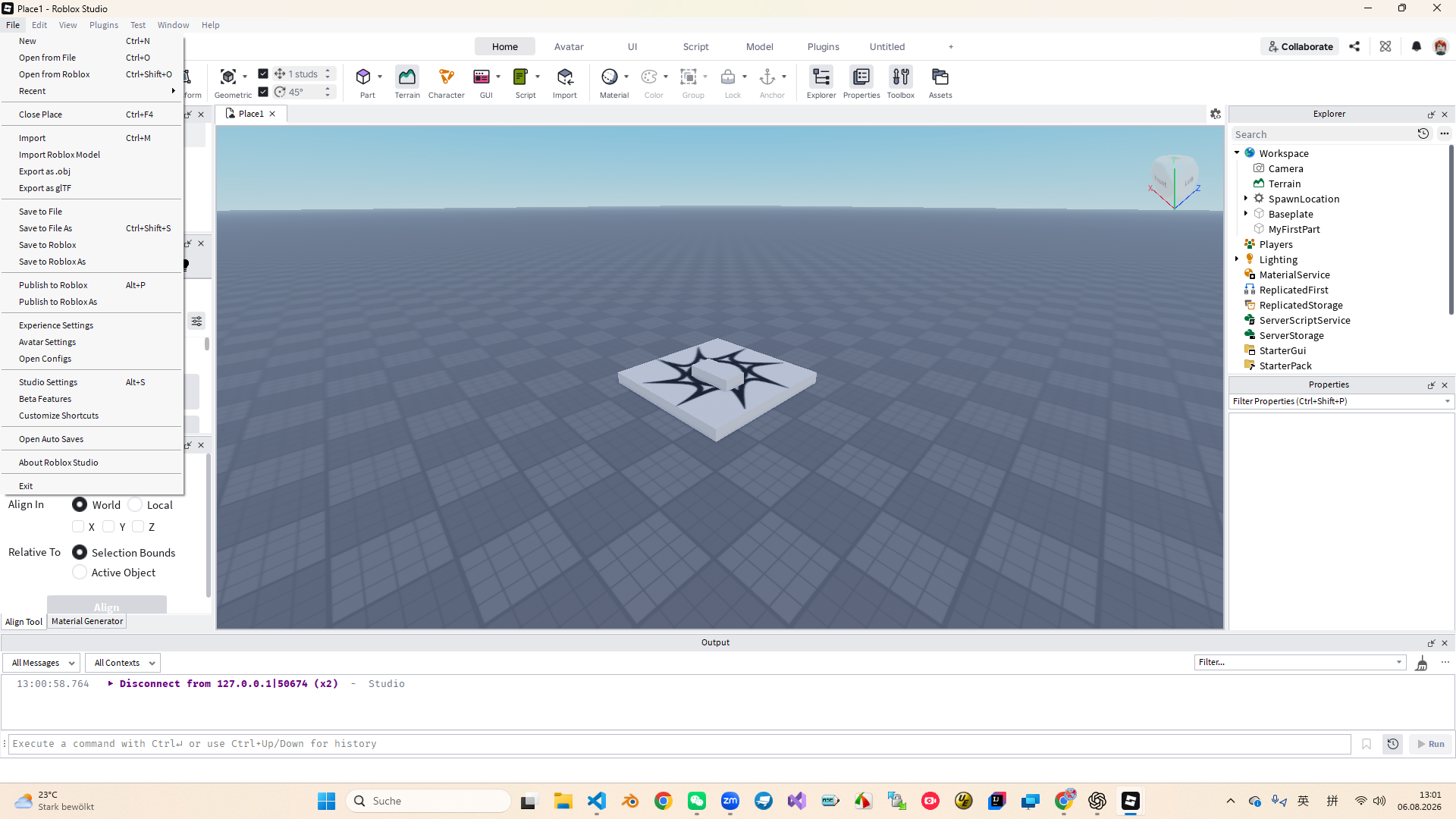 Roblox Studio File 菜单中的 Save to File 与 Save to File As 选项